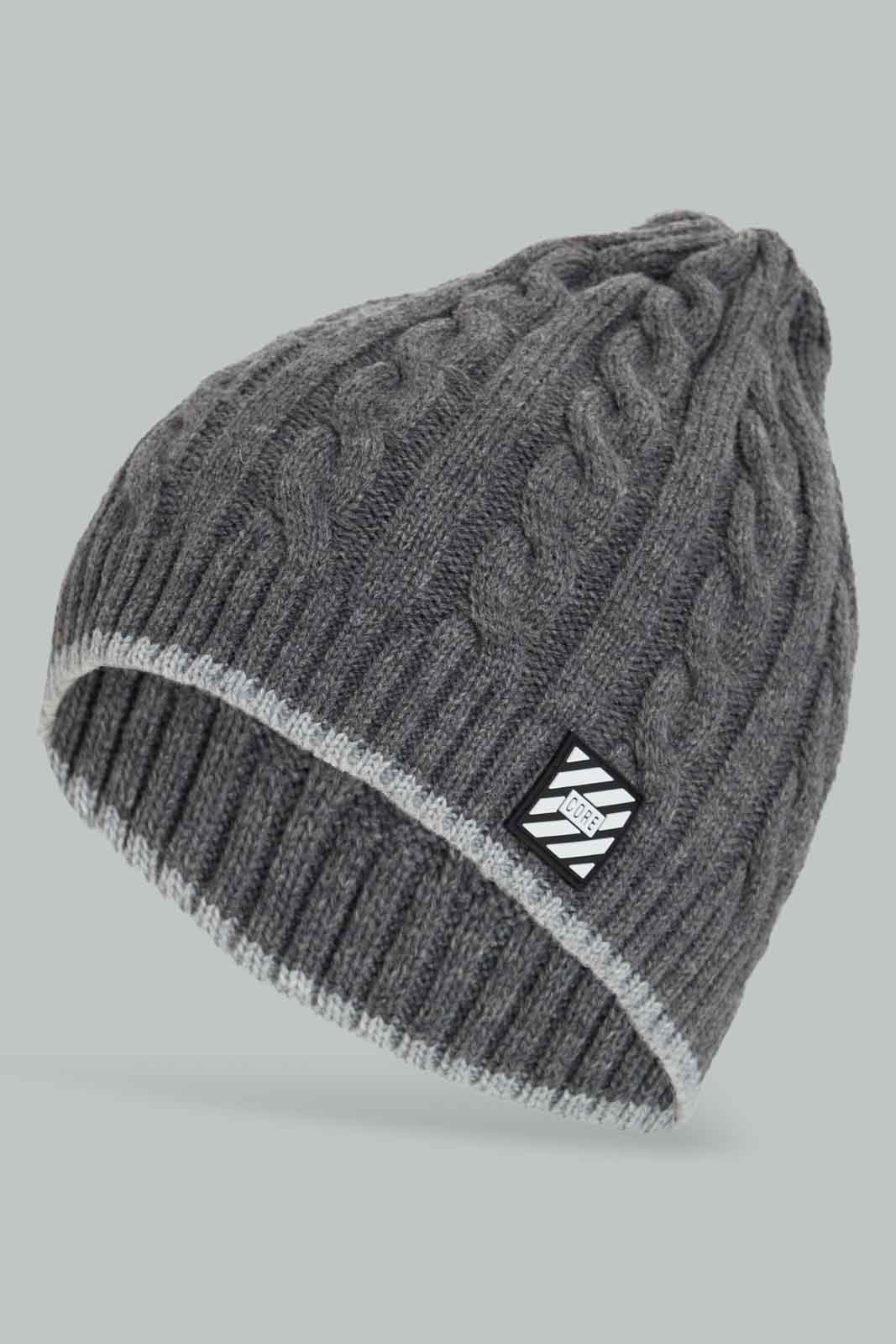 Redtag-Grey-Colour-Knitted-Cap-Category:Knitted-Accessories,-Colour:Grey,-Dept:Menswear,-Filter:Men's-Accessories,-Men-Knitted-Accessories,-New-In,-New-In-Men-ACC,-Non-Sale,-Section:Men,-W22B-Men's-