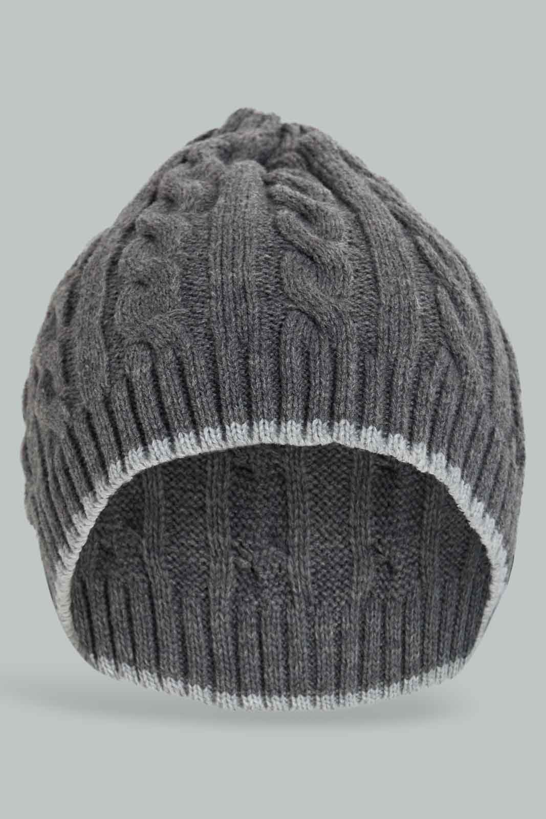 Redtag-Grey-Colour-Knitted-Cap-Category:Knitted-Accessories,-Colour:Grey,-Dept:Menswear,-Filter:Men's-Accessories,-Men-Knitted-Accessories,-New-In,-New-In-Men-ACC,-Non-Sale,-Section:Men,-W22B-Men's-