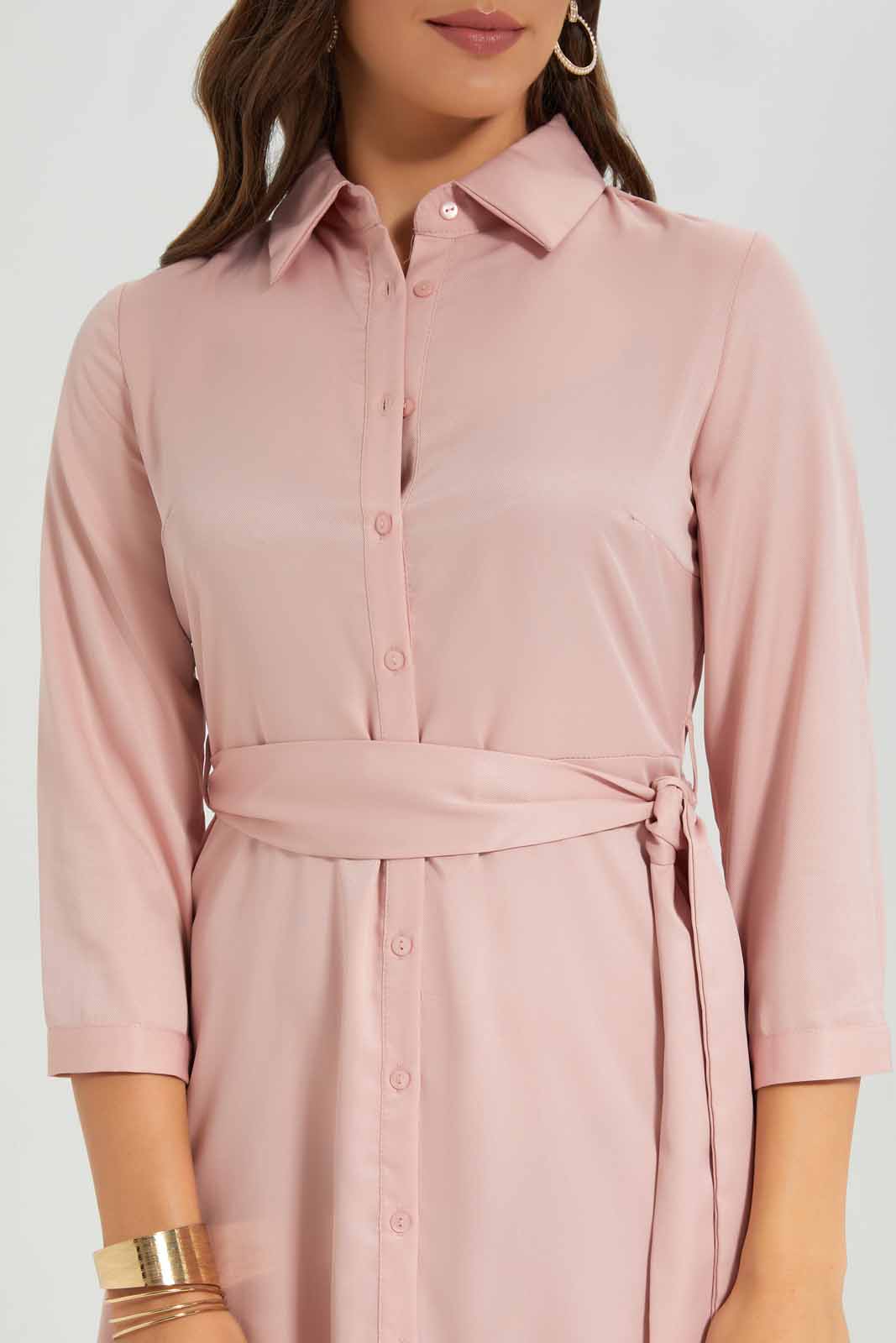 Redtag-Pink-Belted-Dress-Category:Dresses,-Colour:Apricot,-Deals:New-In,-Filter:Women's-Clothing,-New-In-Women-APL,-Non-Sale,-Section:Women,-W22A,-Women-Dresses-Women's-