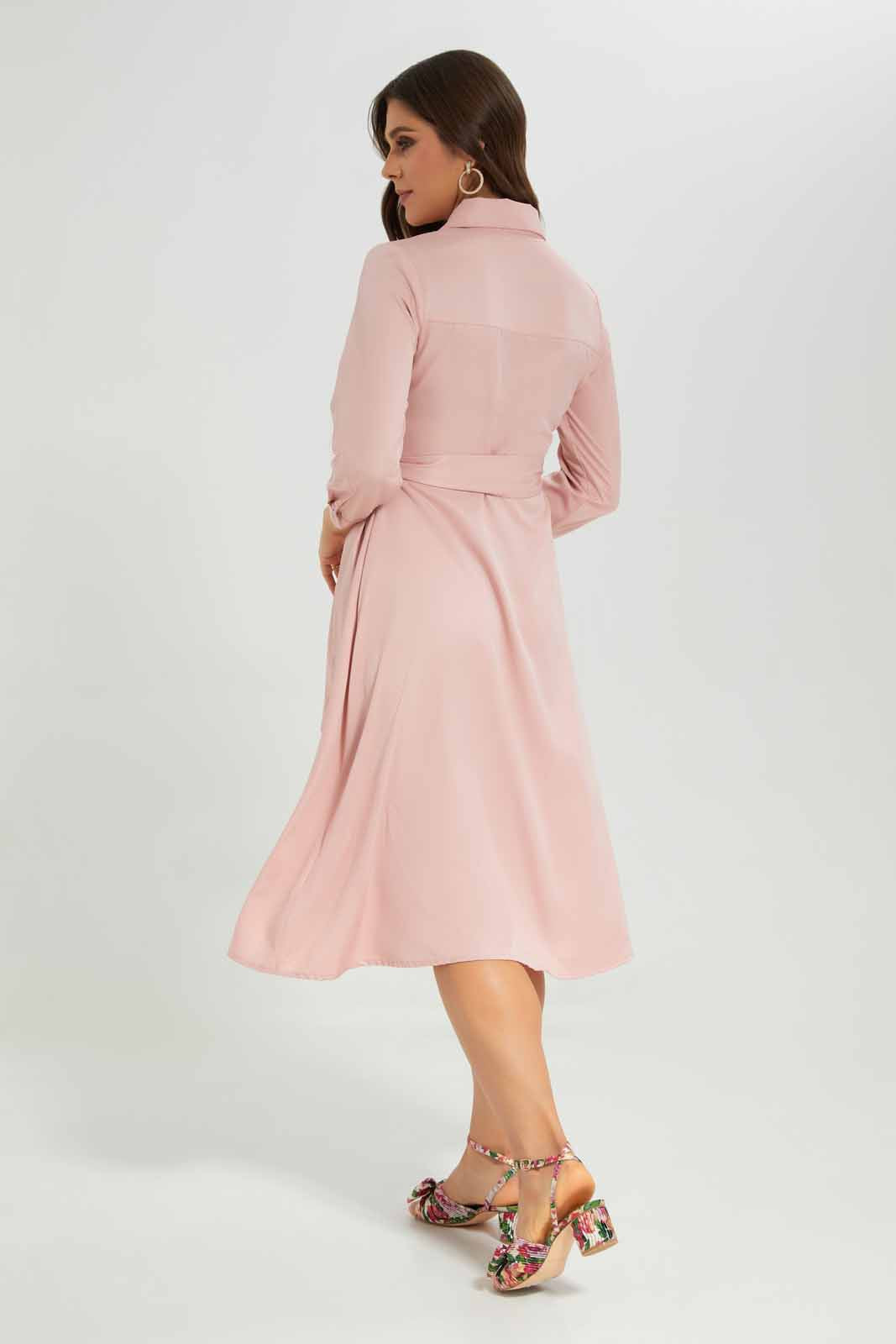 Redtag-Pink-Belted-Dress-Category:Dresses,-Colour:Apricot,-Deals:New-In,-Filter:Women's-Clothing,-New-In-Women-APL,-Non-Sale,-Section:Women,-W22A,-Women-Dresses-Women's-