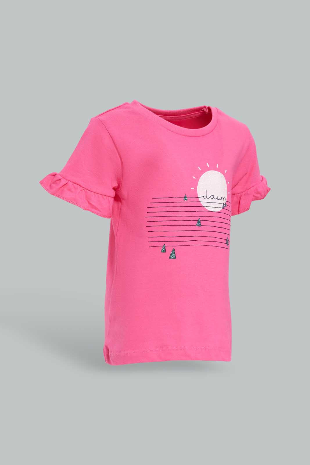 Redtag-Fuchsia-Sunshine-Bell-Sleeves-Jersey-Top-Category:Blouses,-Colour:Fuchsia,-Deals:New-In,-Dept:Girls,-Filter:Infant-Girls-(3-to-24-Mths),-ING-Blouses,-New-In-ING-APL,-Non-Sale,-Section:Girls-(0-to-14Yrs),-TBL,-W22O-Infant-Girls-3 to 24 Months