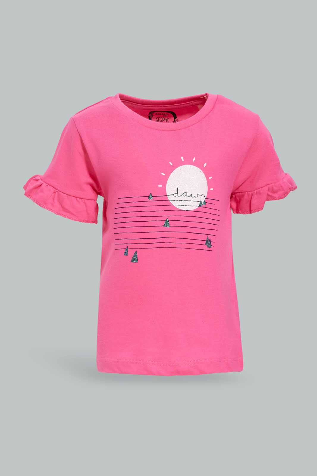 Redtag-Fuchsia-Sunshine-Bell-Sleeves-Jersey-Top-Category:Blouses,-Colour:Fuchsia,-Deals:New-In,-Dept:Girls,-Filter:Infant-Girls-(3-to-24-Mths),-ING-Blouses,-New-In-ING-APL,-Non-Sale,-Section:Girls-(0-to-14Yrs),-TBL,-W22O-Infant-Girls-3 to 24 Months