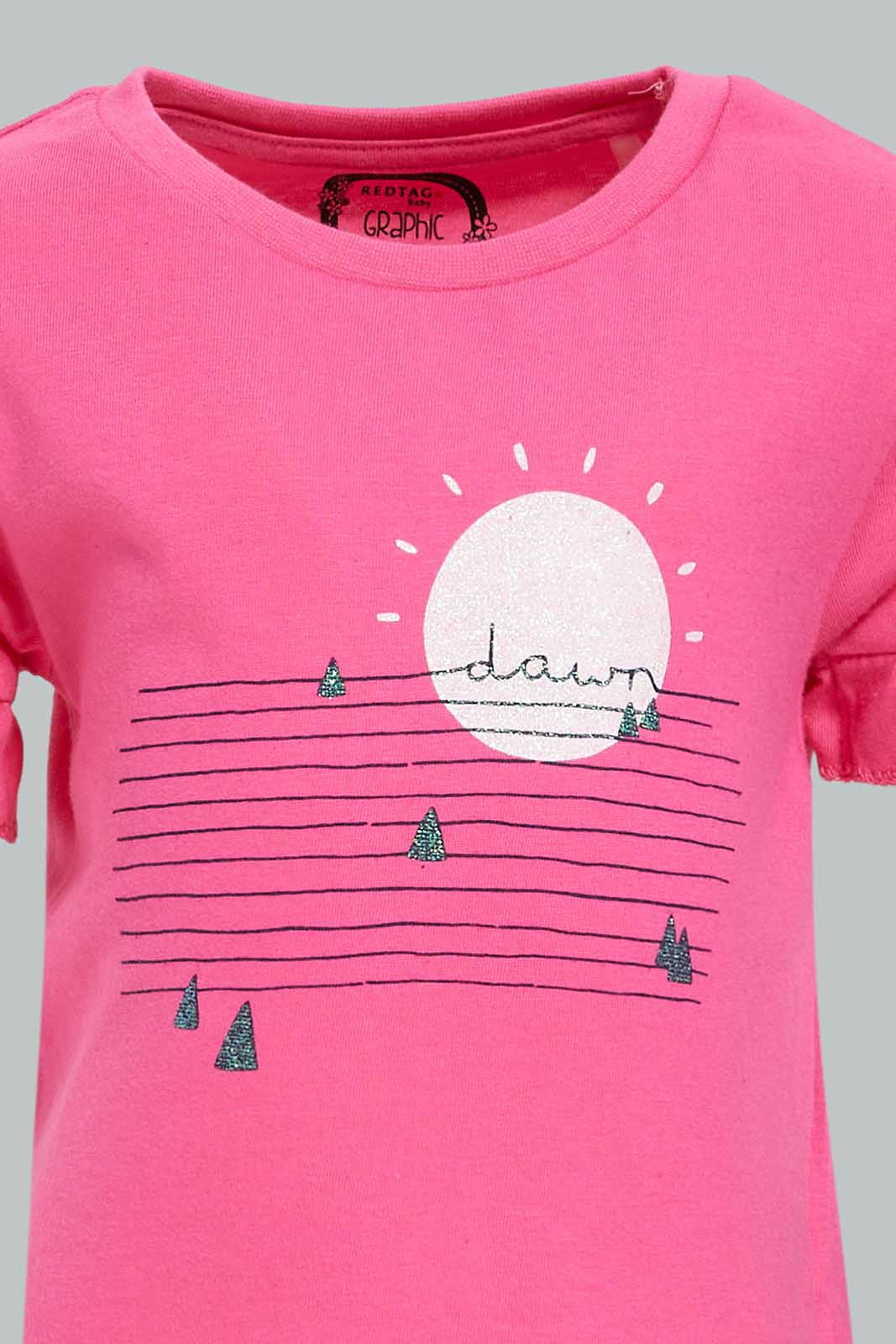 Redtag-Fuchsia-Sunshine-Bell-Sleeves-Jersey-Top-Category:Blouses,-Colour:Fuchsia,-Deals:New-In,-Dept:Girls,-Filter:Infant-Girls-(3-to-24-Mths),-ING-Blouses,-New-In-ING-APL,-Non-Sale,-Section:Girls-(0-to-14Yrs),-TBL,-W22O-Infant-Girls-3 to 24 Months