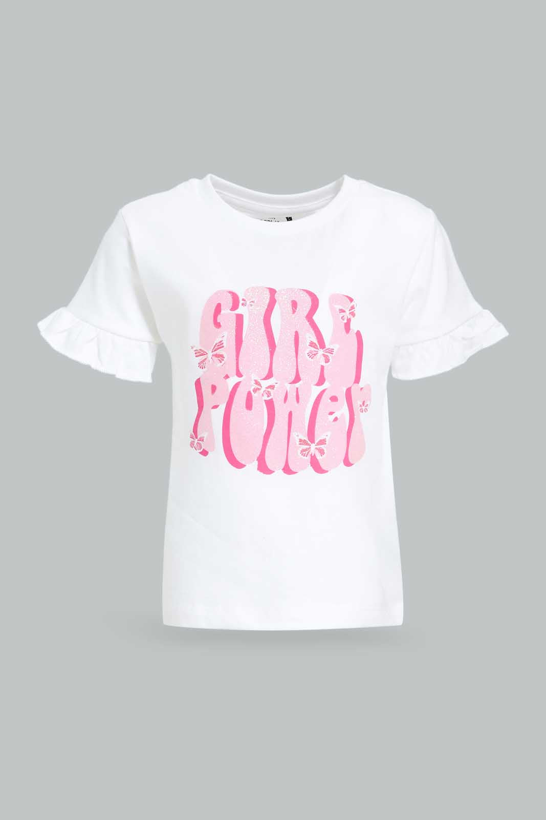Redtag-White-Girl-Power-Bell-Sleeves-Jersey-Top-Category:Blouses,-Colour:White,-Deals:New-In,-Dept:Girls,-Filter:Infant-Girls-(3-to-24-Mths),-ING-Blouses,-New-In-ING-APL,-Non-Sale,-Section:Girls-(0-to-14Yrs),-TBL,-W22O-Infant-Girls-3 to 24 Months
