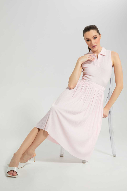 Redtag-Pink-Pleated-Textured-Skirt-Category:Skirts,-Colour:Apricot,-Deals:New-In,-Filter:Women's-Clothing,-LDC,-LDC-Skirts,-New-In-LDC-APL,-Non-Sale,-Section:Women,-W22A-Women's-