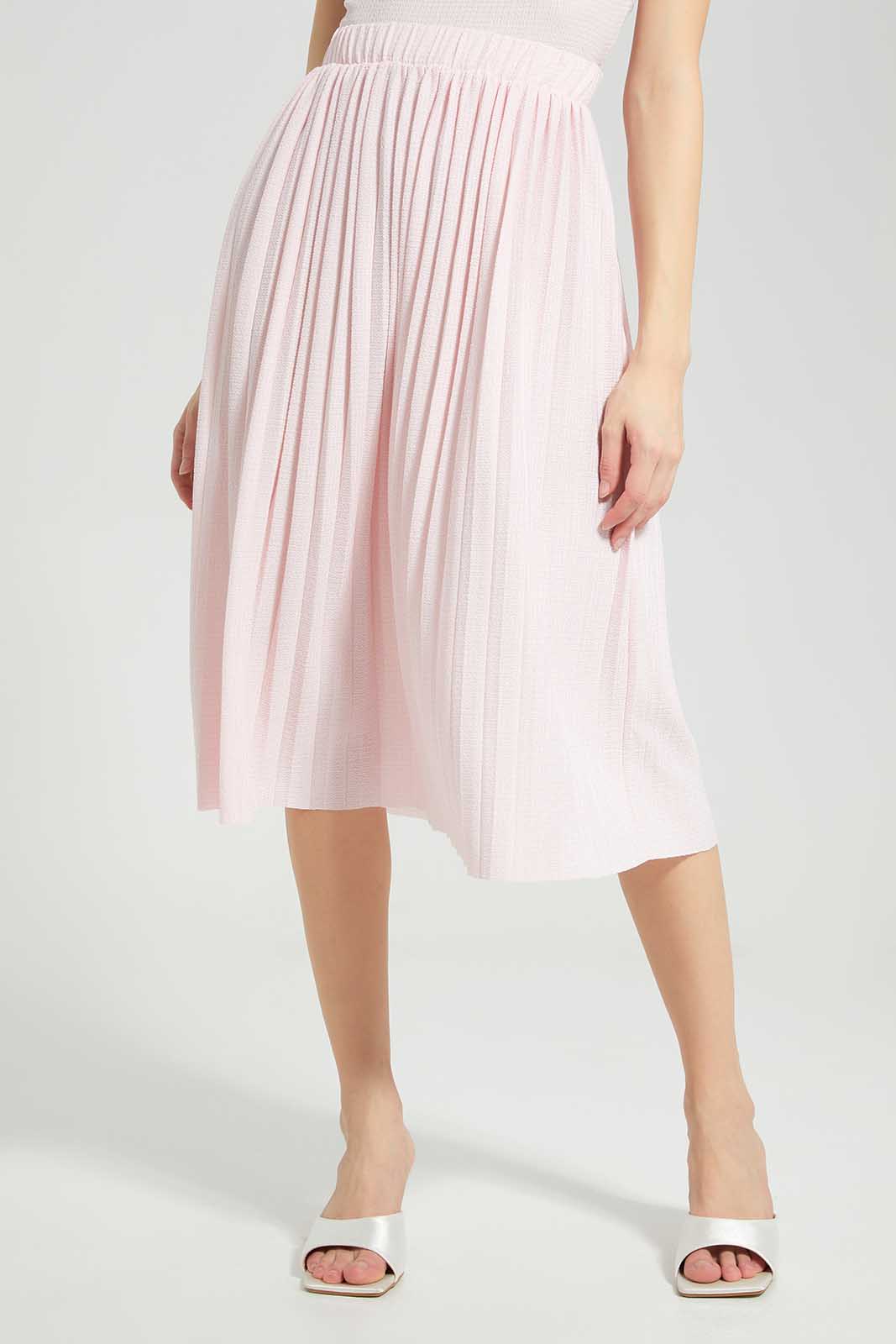 Redtag-Pink-Pleated-Textured-Skirt-Category:Skirts,-Colour:Apricot,-Deals:New-In,-Filter:Women's-Clothing,-LDC,-LDC-Skirts,-New-In-LDC-APL,-Non-Sale,-Section:Women,-W22A-Women's-