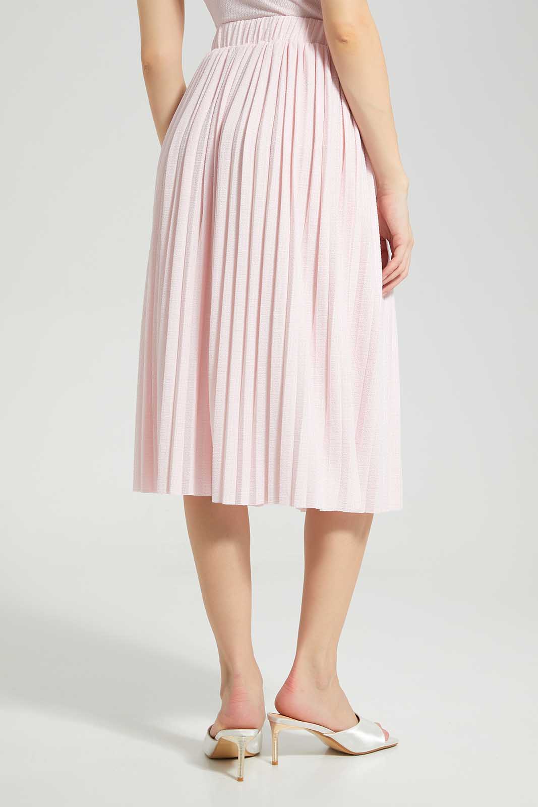 Redtag-Pink-Pleated-Textured-Skirt-Category:Skirts,-Colour:Apricot,-Deals:New-In,-Filter:Women's-Clothing,-LDC,-LDC-Skirts,-New-In-LDC-APL,-Non-Sale,-Section:Women,-W22A-Women's-