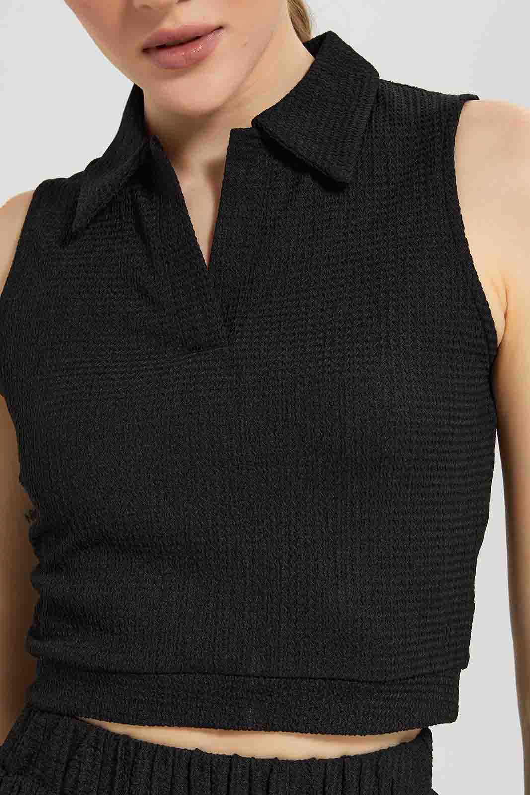 Redtag-Black-Textured-Top-Category:Tops,-Colour:Black,-Deals:New-In,-Filter:Women's-Clothing,-LDC,-LDC-Tops,-New-In-LDC-APL,-Non-Sale,-Section:Women,-W22A-Women's-