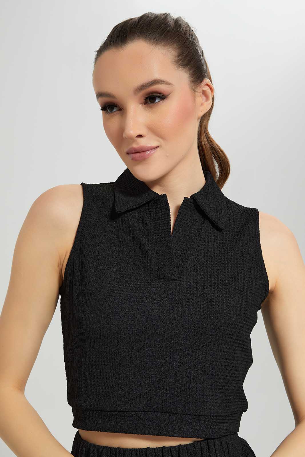 Redtag-Black-Textured-Top-Category:Tops,-Colour:Black,-Deals:New-In,-Filter:Women's-Clothing,-LDC,-LDC-Tops,-New-In-LDC-APL,-Non-Sale,-Section:Women,-W22A-Women's-