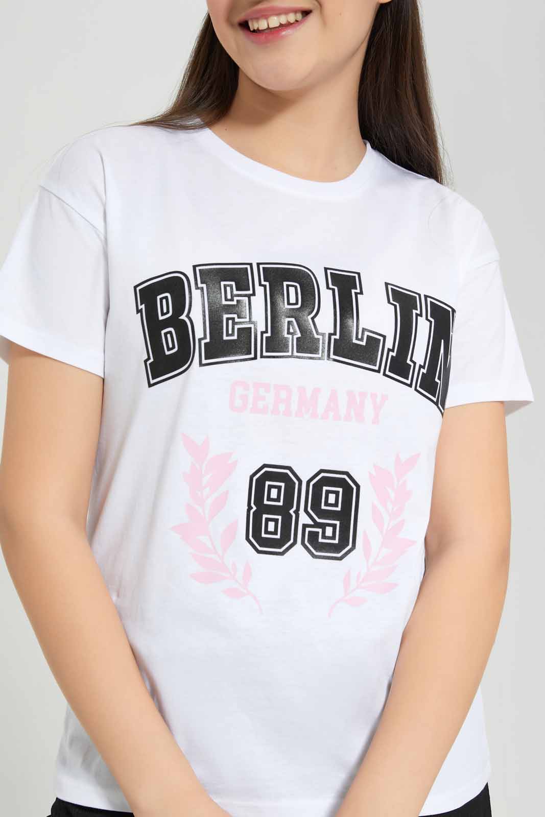 Redtag-White-Varsity-T-Shirt-Category:T-Shirts,-Colour:White,-Deals:New-In,-Filter:Senior-Girls-(8-to-14-Yrs),-GSR-T-Shirts,-New-In-GSR-APL,-Non-Sale,-Section:Girls-(0-to-14Yrs),-TBL,-W22A-Senior-Girls-9 to 14 Years