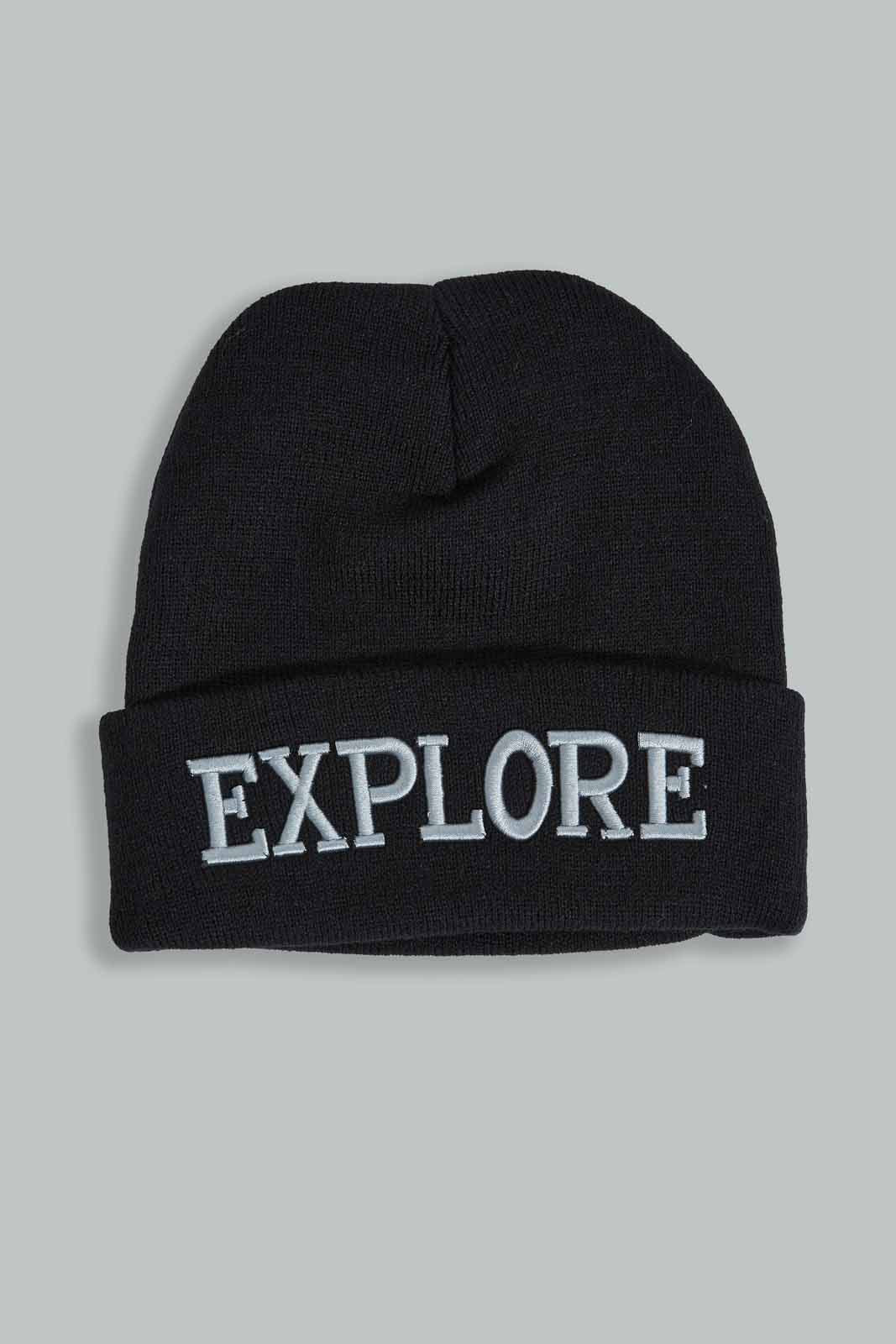 Redtag-Black-Knitted-Cap-Set-Of-2-With-Gloves-BOY-Knitted-Accessories,-Category:Knitted-Accessories,-Colour:Black,-Filter:Boys-Accessories,-New-In,-New-In-BOY-ACC,-Non-Sale,-Section:Boys-(0-to-14Yrs),-W22B-Boys-