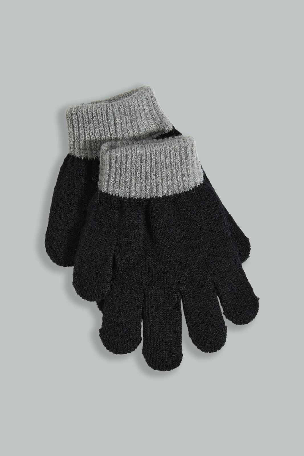Redtag-Black-Knitted-Cap-Set-Of-2-With-Gloves-BOY-Knitted-Accessories,-Category:Knitted-Accessories,-Colour:Black,-Filter:Boys-Accessories,-New-In,-New-In-BOY-ACC,-Non-Sale,-Section:Boys-(0-to-14Yrs),-W22B-Boys-