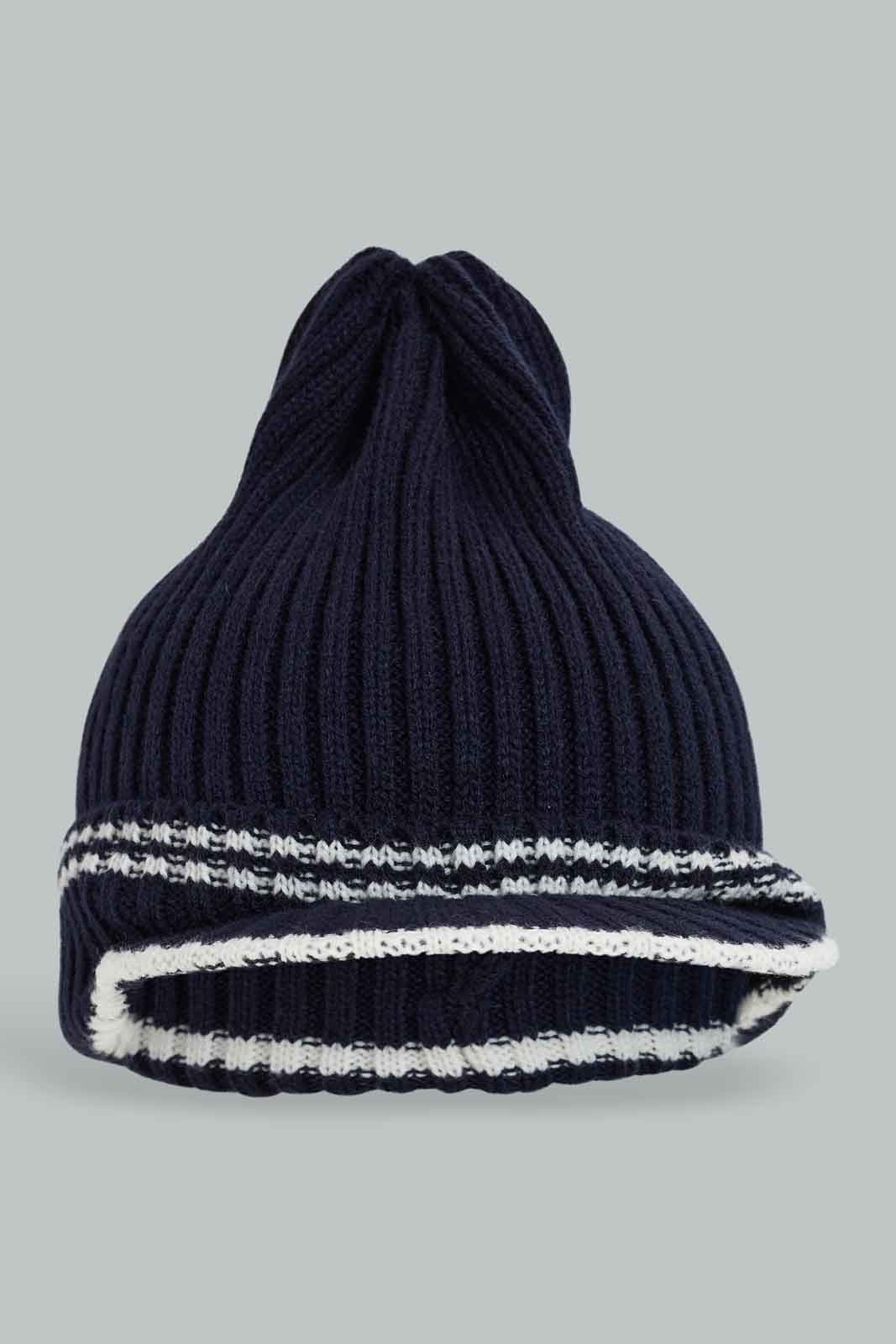 Redtag-Navy-Blue-Knitted-Brim-Cap-BOY-Caps-&-Hats,-Category:Caps-&-Hats,-Colour:Navy,-Dept:Boys,-Filter:Boys-Accessories,-New-In,-New-In-BOY-ACC,-Non-Sale,-Section:Boys-(0-to-14Yrs),-W22B-Boys-