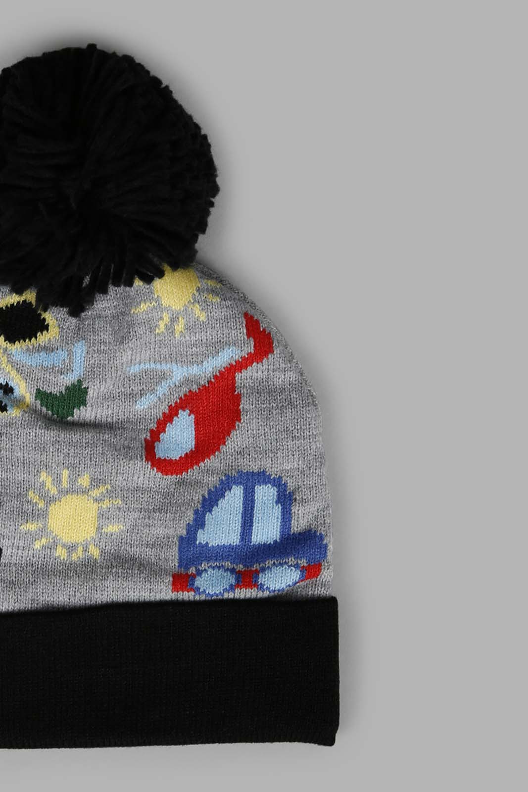 Redtag-Grey-Printed-Knitted-Cap-Set-Of-2-With-Gloves-BOY-Knitted-Accessories,-Category:Knitted-Accessories,-Colour:Grey,-Filter:Boys-Accessories,-New-In,-New-In-BOY-ACC,-Non-Sale,-Section:Boys-(0-to-14Yrs),-W22A-Boys-