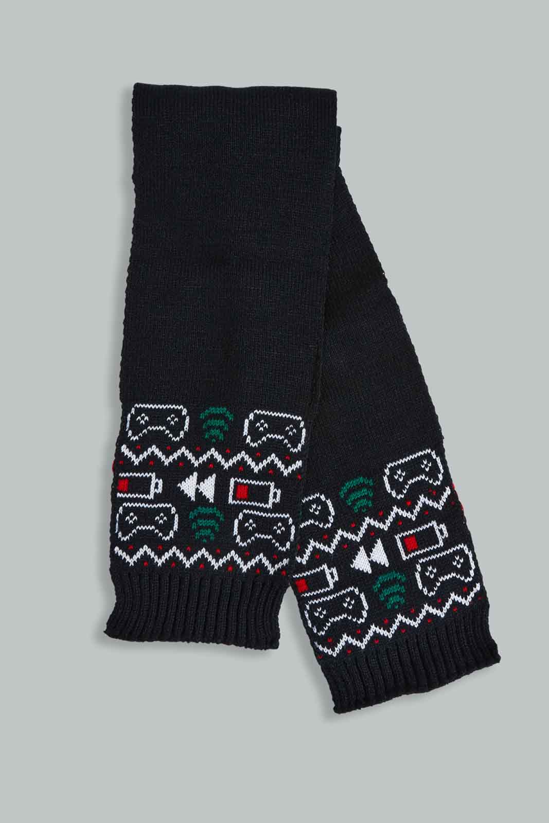 Redtag-Black-Knitted-Cap-Set-Of-3-With-Scarf-0,-Category:0,-Colour:Black,-Filter:Boys-Accessories,-New-In,-New-In-BOY-ACC,-Non-Sale,-Section:Boys-(0-to-14Yrs),-W22A-Boys-