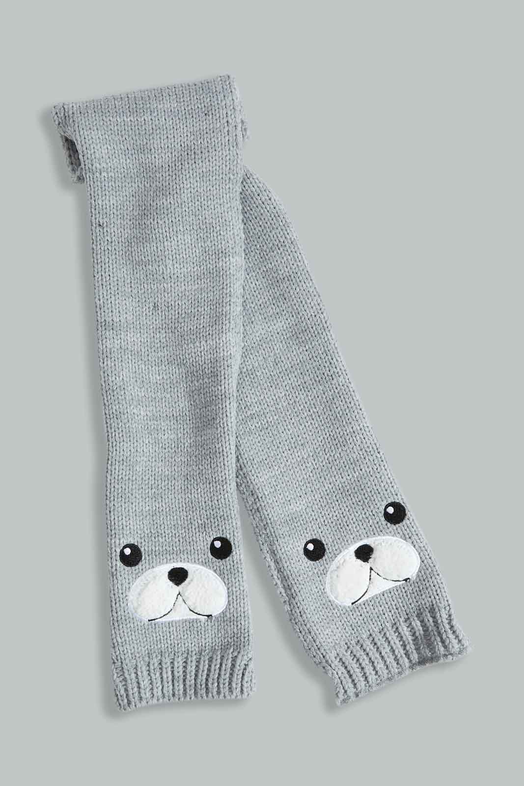 Redtag-Grey-Cahrcater-Knitted-Cap-Set-Of-3-With-Scarf-0,-Category:0,-Colour:Grey,-Filter:Boys-Accessories,-New-In,-New-In-BOY-ACC,-Non-Sale,-Section:Boys-(0-to-14Yrs),-W22A-Boys-