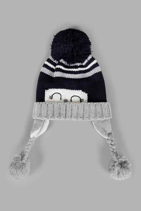 Redtag-Navy-And-Grey-Cahrcater-Knitted-Cap-Set-Of-3-With-Scarf-0,-Category:0,-Colour:Assorted,-Filter:Boys-Accessories,-New-In,-New-In-BOY-ACC,-Non-Sale,-Section:Boys-(0-to-14Yrs),-W22A-Boys-