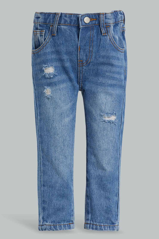 Redtag-Blue-Distressed-Fashion-Jean-5-Pocket-Category:Jeans,-Colour:Blue,-Deals:New-In,-Filter:Infant-Boys-(3-to-24-Mths),-INB-Jeans,-New-In-INB-APL,-Non-Sale,-Section:Boys-(0-to-14Yrs),-W22A-Infant-Boys-3 to 24 Months