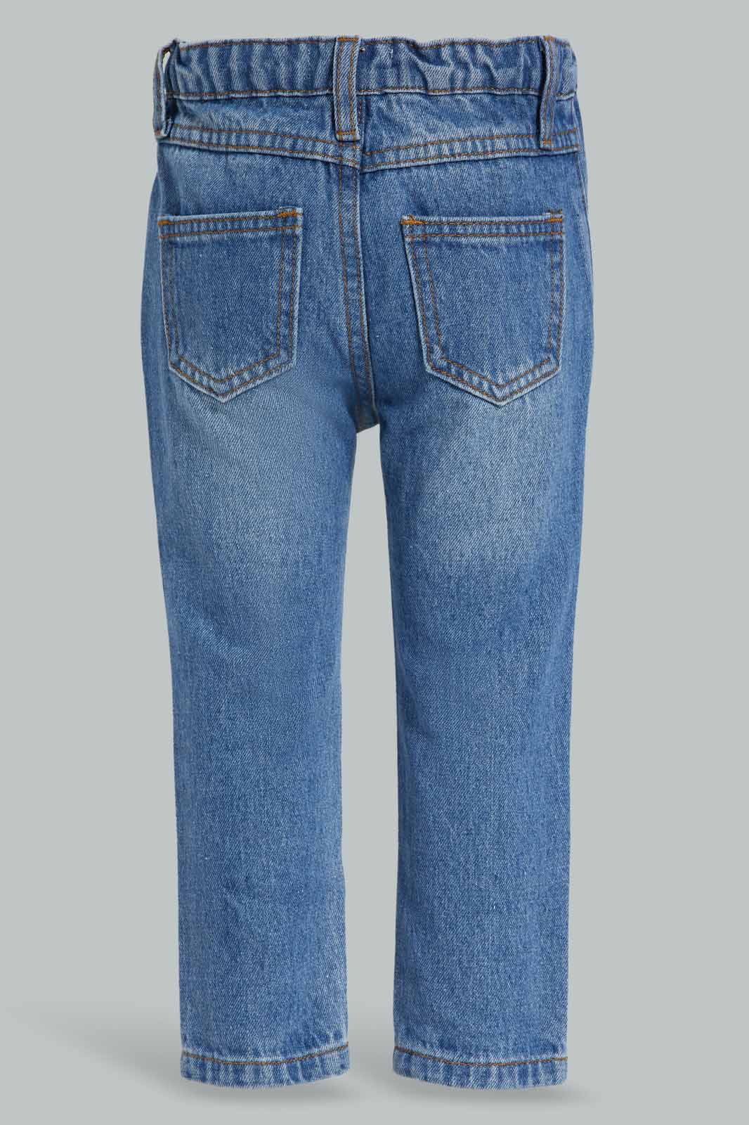 Redtag-Blue-Distressed-Fashion-Jean-5-Pocket-Category:Jeans,-Colour:Blue,-Deals:New-In,-Filter:Infant-Boys-(3-to-24-Mths),-INB-Jeans,-New-In-INB-APL,-Non-Sale,-Section:Boys-(0-to-14Yrs),-W22A-Infant-Boys-3 to 24 Months
