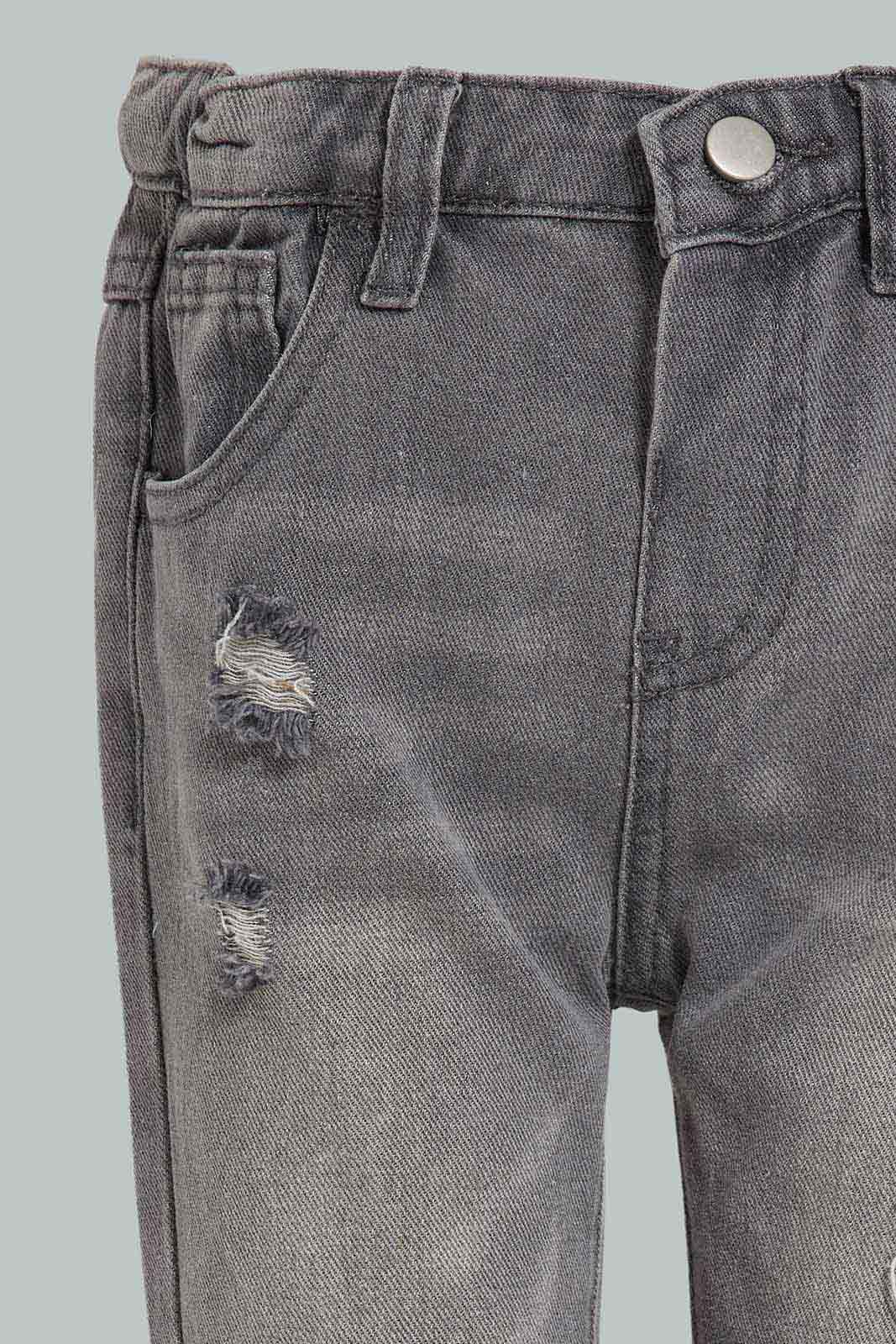 Redtag-Grey-Distressed-Fashion-Jean-5-Pocket-Category:Jeans,-Colour:Grey,-Deals:New-In,-Filter:Infant-Boys-(3-to-24-Mths),-INB-Jeans,-New-In-INB-APL,-Non-Sale,-Section:Boys-(0-to-14Yrs),-W22A-Infant-Boys-3 to 24 Months