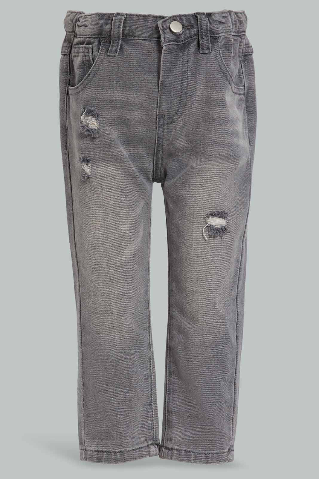 Redtag-Grey-Distressed-Fashion-Jean-5-Pocket-Category:Jeans,-Colour:Grey,-Deals:New-In,-Filter:Infant-Boys-(3-to-24-Mths),-INB-Jeans,-New-In-INB-APL,-Non-Sale,-Section:Boys-(0-to-14Yrs),-W22A-Infant-Boys-3 to 24 Months