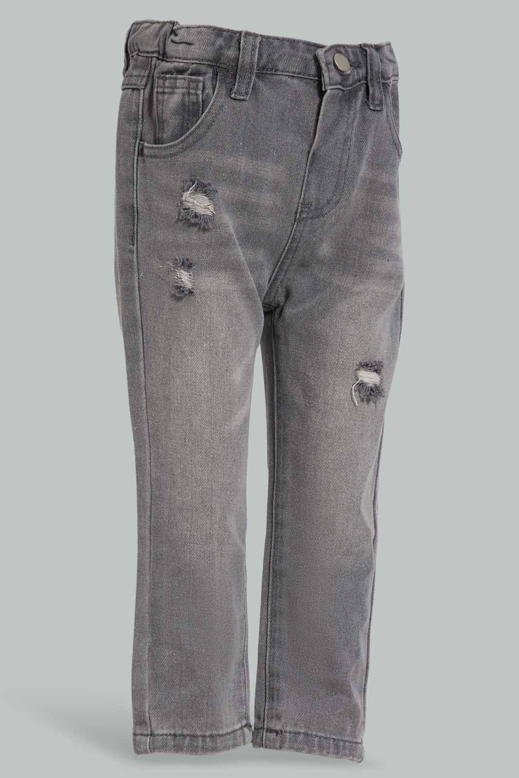 Redtag-Grey-Distressed-Fashion-Jean-5-Pocket-Category:Jeans,-Colour:Grey,-Deals:New-In,-Filter:Infant-Boys-(3-to-24-Mths),-INB-Jeans,-New-In-INB-APL,-Non-Sale,-Section:Boys-(0-to-14Yrs),-W22A-Infant-Boys-3 to 24 Months