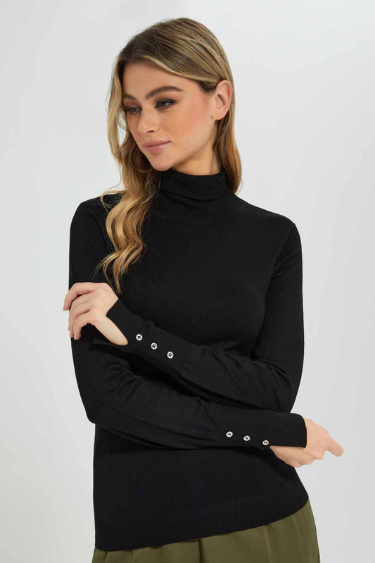Redtag-Black-Basic-Solid-Turtle-Neck-Pullovers-Category:Pullovers,-Colour:Black,-Deals:New-In,-Filter:Women's-Clothing,-New-In-Women-APL,-Non-Sale,-Section:Women,-TBL,-W22B,-Women-Pullovers-Women's-