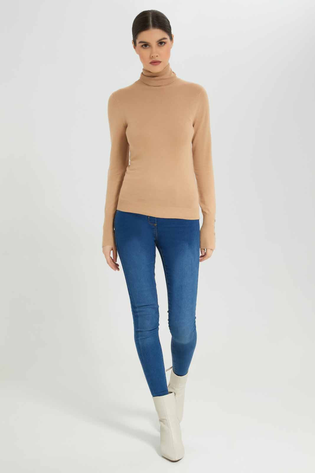 Redtag-Nude-Basic-Solid-Turtle-Neck-Pullovers-Category:Pullovers,-Colour:Beige,-Deals:New-In,-Filter:Women's-Clothing,-New-In-Women-APL,-Non-Sale,-Section:Women,-TBL,-W22B,-Women-Pullovers-Women's-