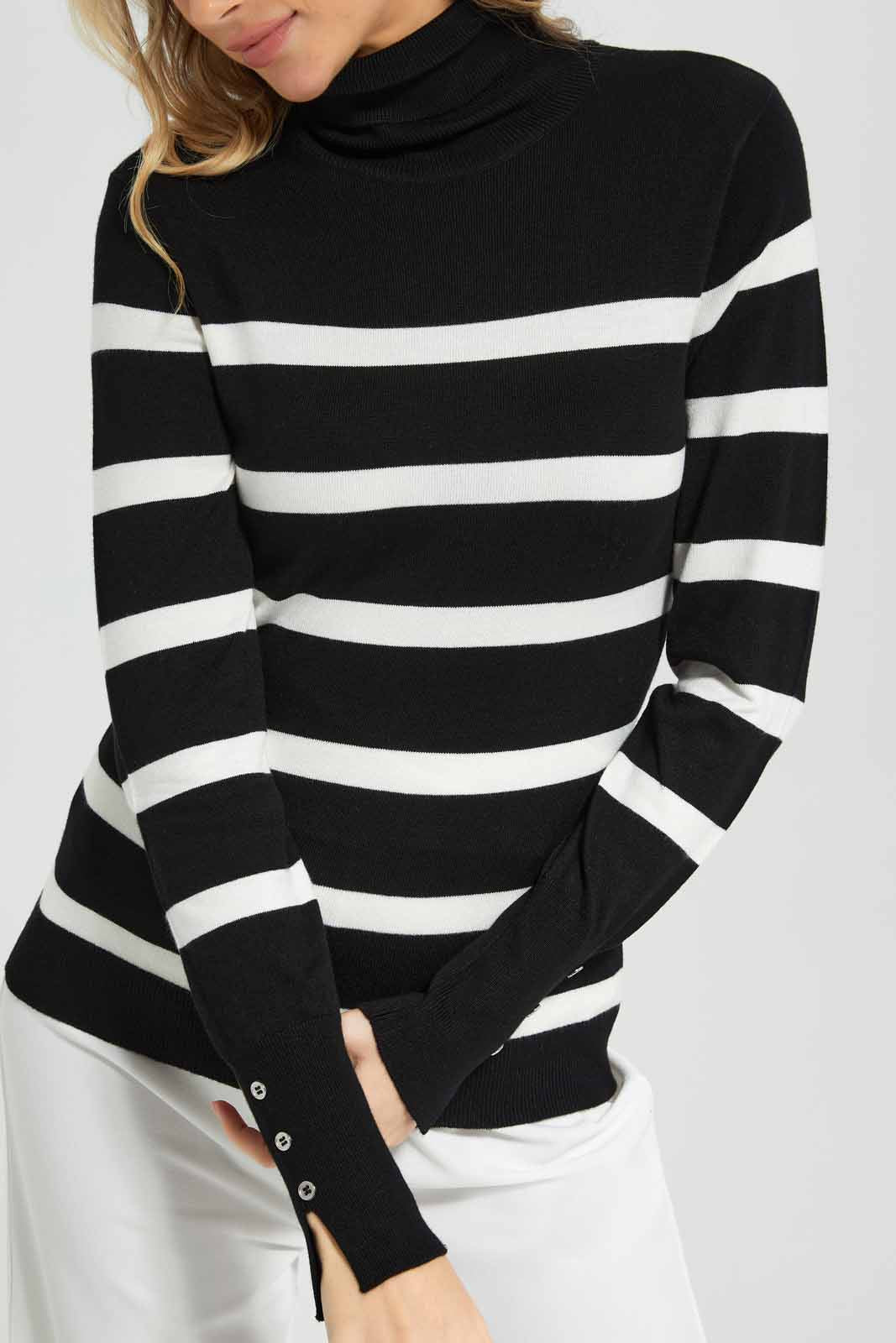 Redtag-Assorted-Basic-Striped-Turtle-Neck-Pullovers-Category:Pullovers,-Colour:Assorted,-Deals:New-In,-Filter:Women's-Clothing,-New-In-Women-APL,-Non-Sale,-Section:Women,-TBL,-W22B,-Women-Pullovers-Women's-