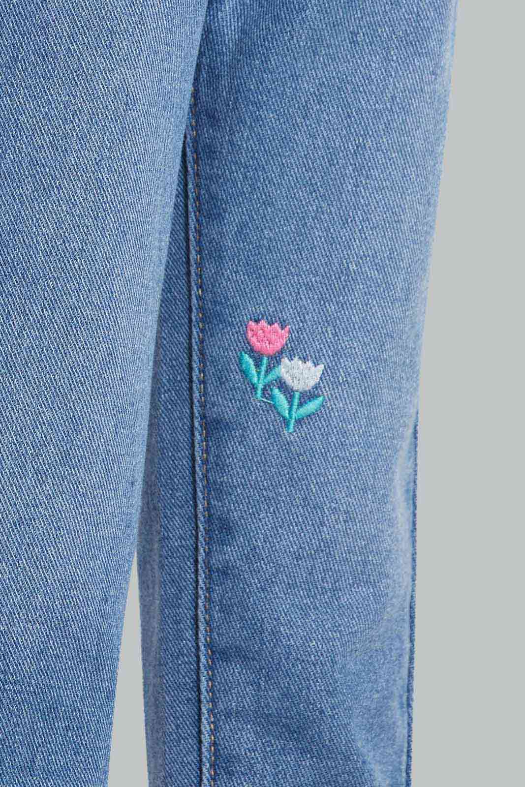 Redtag-Blue-Paperbag-Embroidered-Jeans-Category:Jeans,-Colour:Blue,-Deals:New-In,-Filter:Infant-Girls-(3-to-24-Mths),-ING-Jeans,-New-In-ING-APL,-Non-Sale,-Section:Girls-(0-to-14Yrs),-W22A-Infant-Girls-3 to 24 Months