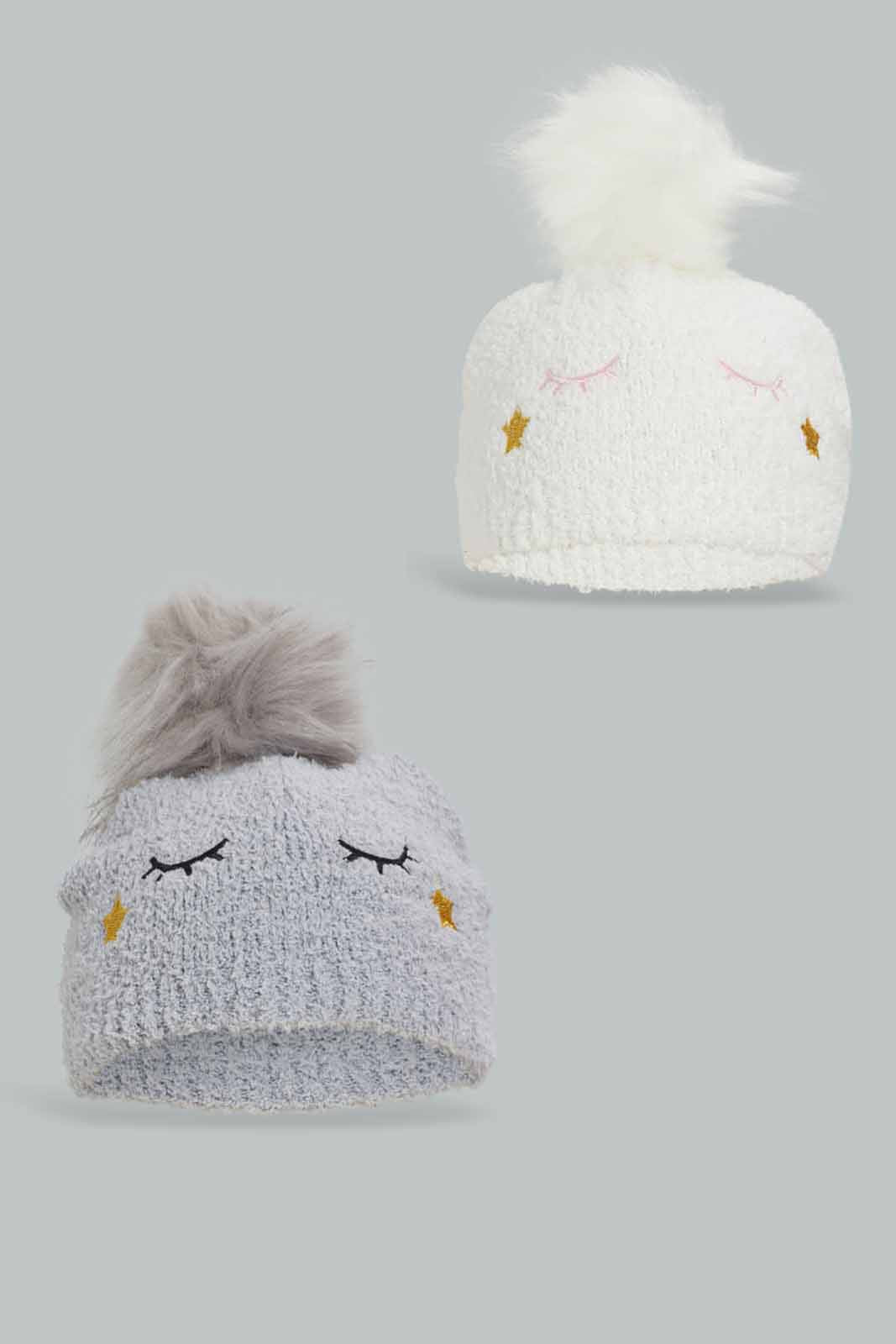 Redtag-Assorted-Infant-Girl-Cap-Set-Of-2-Category:Caps-&-Hats,-Colour:Assorted,-Filter:Girls-Accessories,-GIR-Caps-&-Hats,-New-In,-New-In-GIR-ACC,-Non-Sale,-Section:Girls-(0-to-14Yrs),-W22A-Girls-