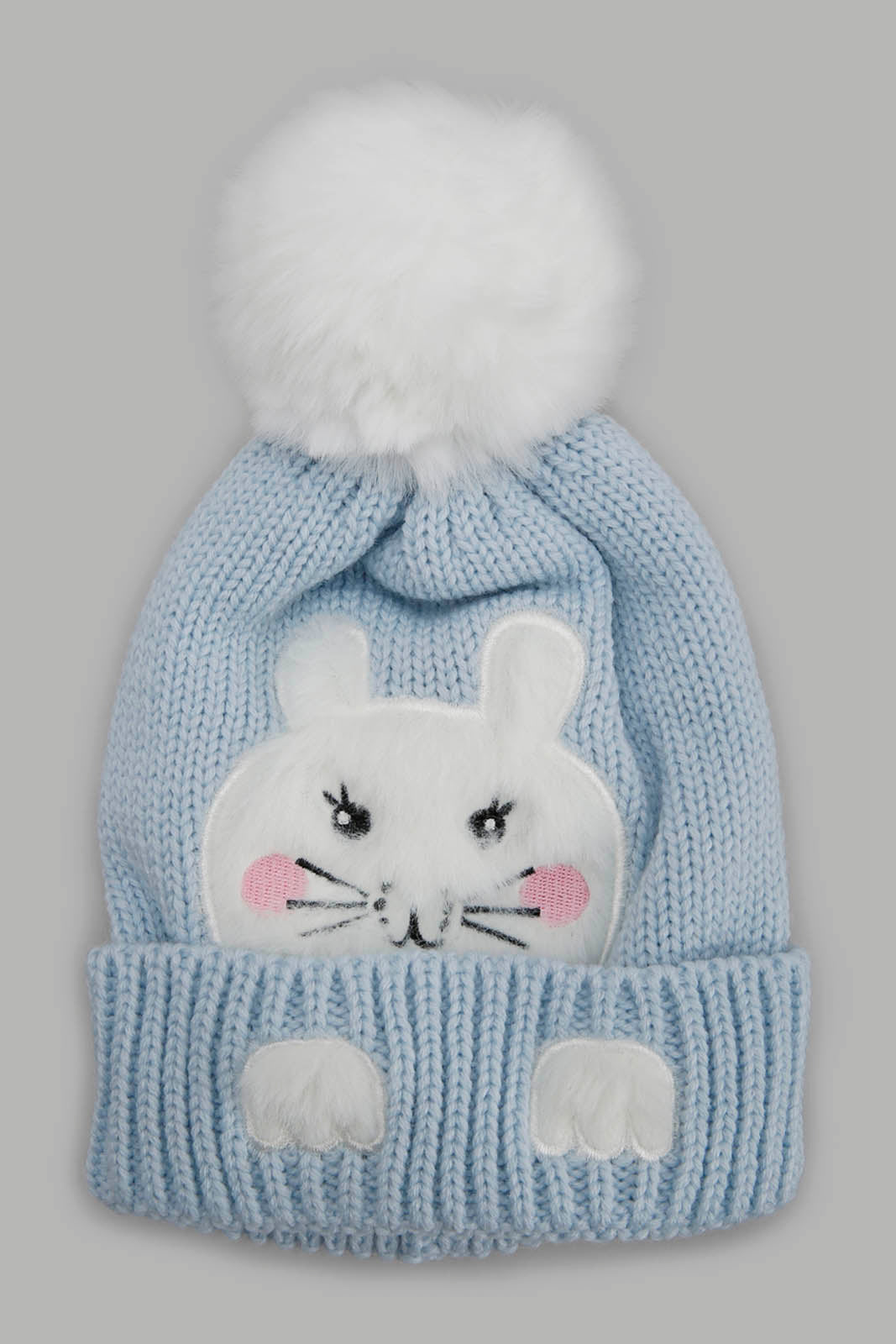 Redtag-Blue-Character-Embellished-Knitted-Cap-Category:Knitted-Accessories,-Colour:Blue,-Filter:Girls-Accessories,-GIR-Knitted-Accessories,-New-In,-New-In-GIR-ACC,-Non-Sale,-Section:Girls-(0-to-14Yrs),-W22A-Girls-