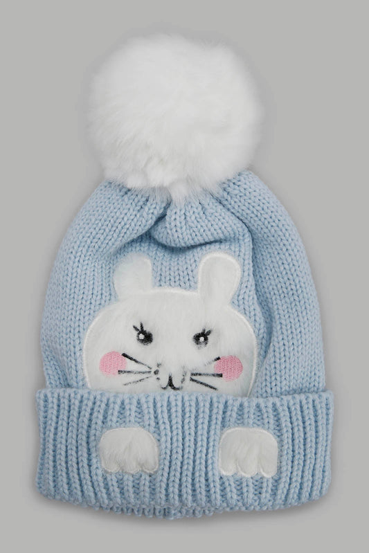 Redtag-Blue-Character-Embellished-Knitted-Cap-Category:Knitted-Accessories,-Colour:Blue,-Filter:Girls-Accessories,-GIR-Knitted-Accessories,-New-In,-New-In-GIR-ACC,-Non-Sale,-Section:Girls-(0-to-14Yrs),-W22A-Girls-