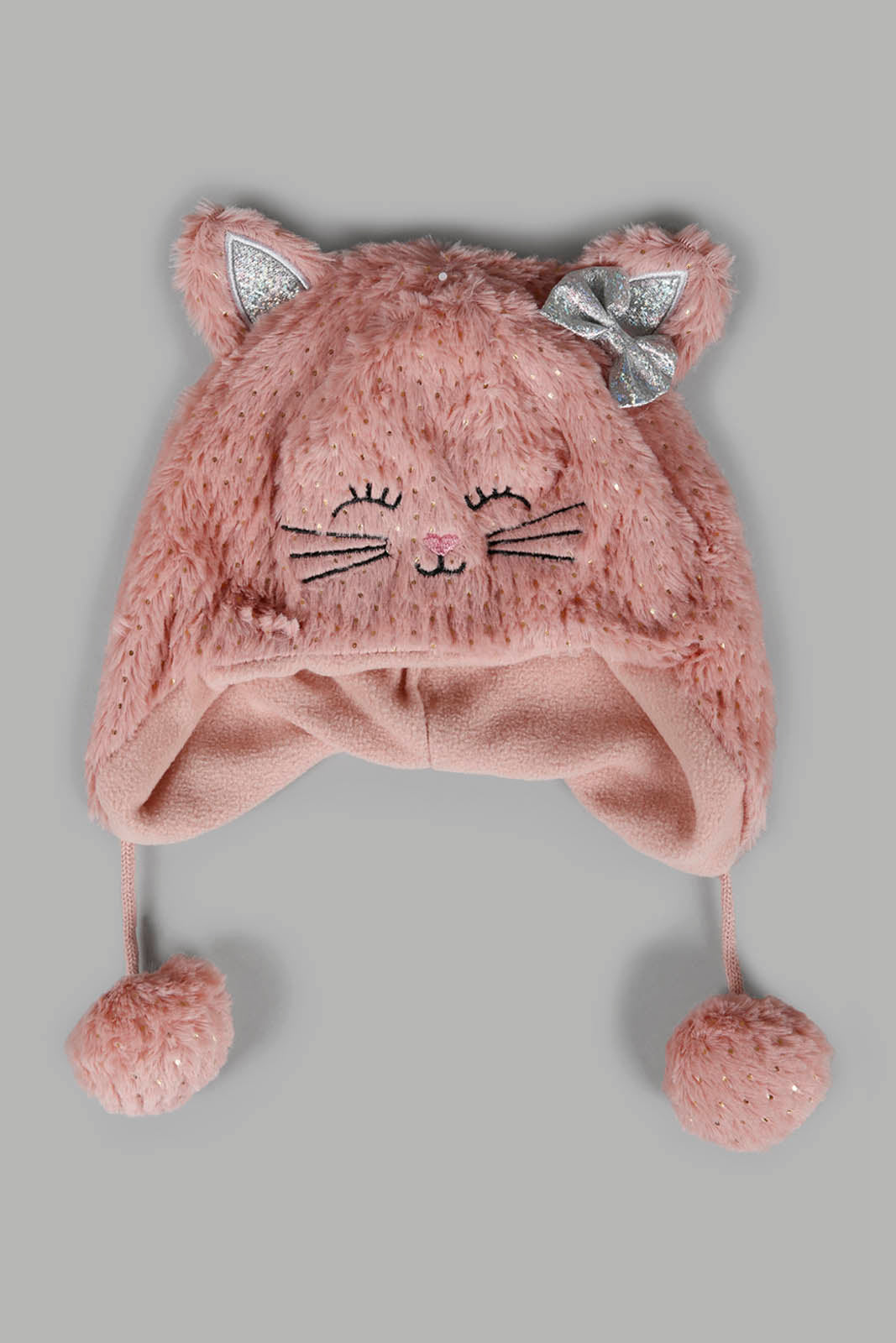 Redtag-Pink-Charcater-Embellished-Knitted-Cap-Category:Knitted-Accessories,-Colour:Pink,-Filter:Girls-Accessories,-GIR-Knitted-Accessories,-New-In,-New-In-GIR-ACC,-Non-Sale,-Section:Girls-(0-to-14Yrs),-W22A-Girls-