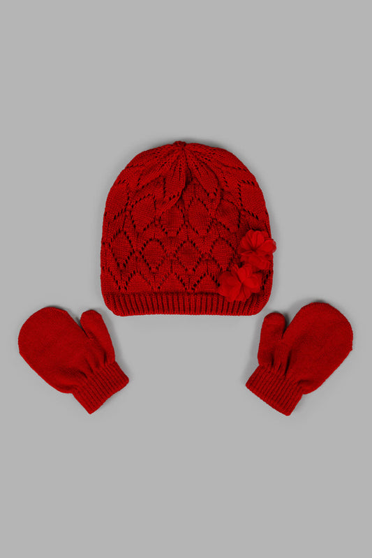 Redtag-Red-Embellished-Set-Of-2-Knitted-Cap-&-Gloves-Category:Knitted-Accessories,-Colour:Red,-Filter:Girls-Accessories,-GIR-Knitted-Accessories,-New-In,-New-In-GIR-ACC,-Non-Sale,-Section:Girls-(0-to-14Yrs),-W22A-Girls-