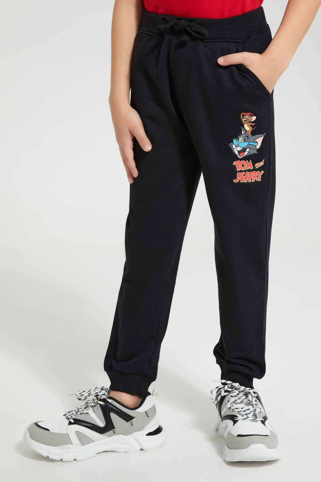 Redtag-Black-Tom-&-Jerry-Jog-Pant-BOY-Joggers,-Category:Joggers,-CHR,-Colour:Black,-Deals:New-In,-Filter:Boys-(2-to-8-Yrs),-New-In-BOY-APL,-Non-Sale,-Section:Boys-(0-to-14Yrs),-TBL,-W22A-Boys-2 to 8 Years