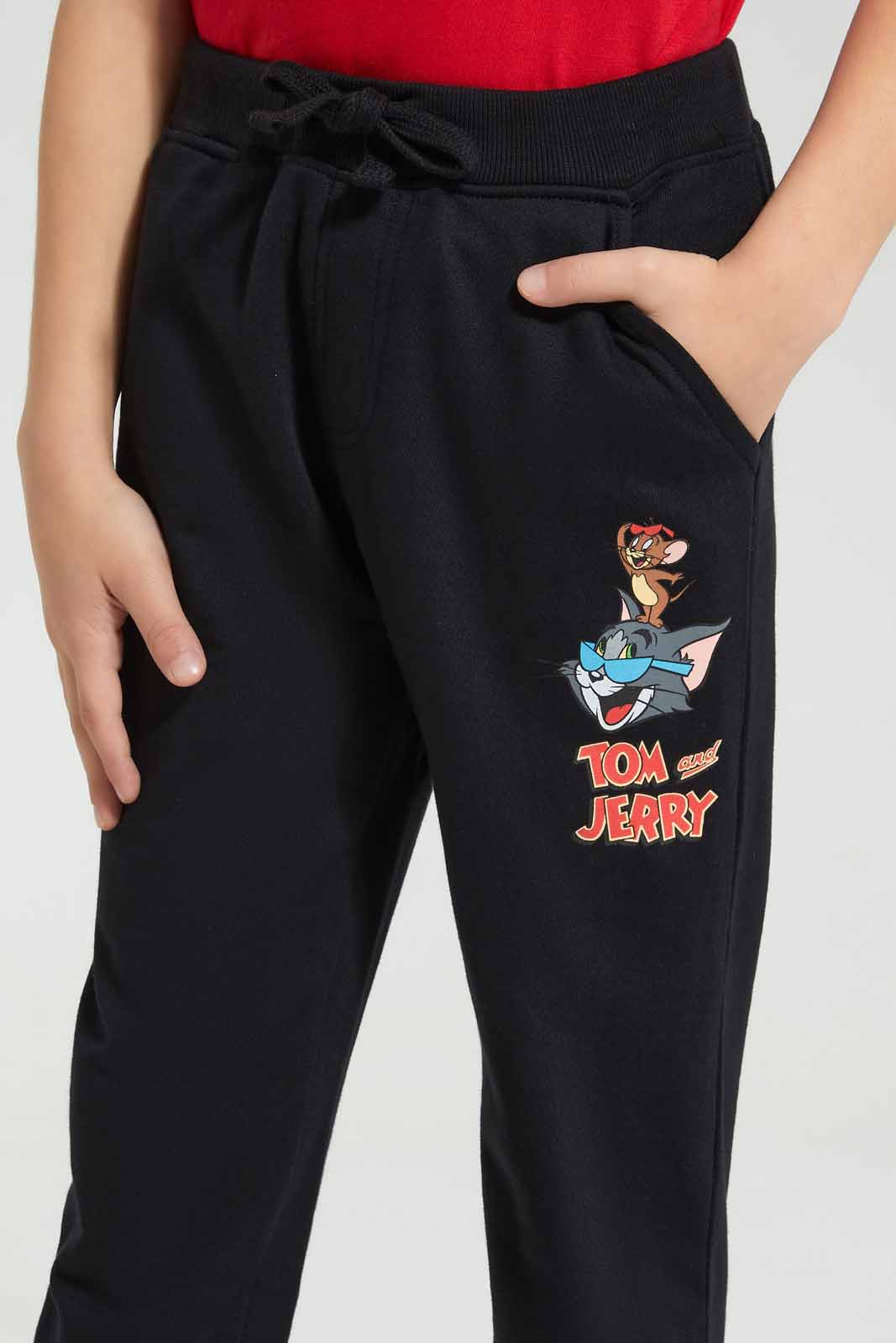 Redtag-Black-Tom-&-Jerry-Jog-Pant-BOY-Joggers,-Category:Joggers,-CHR,-Colour:Black,-Deals:New-In,-Filter:Boys-(2-to-8-Yrs),-New-In-BOY-APL,-Non-Sale,-Section:Boys-(0-to-14Yrs),-TBL,-W22A-Boys-2 to 8 Years
