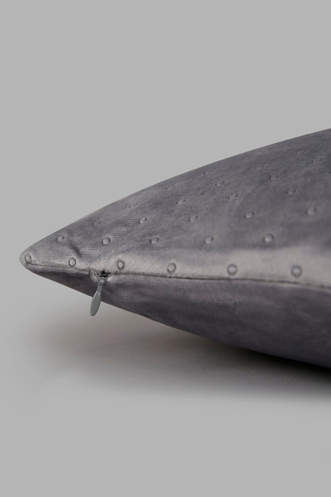 Redtag-Grey-Dotted-Plain-Velvet-Cushion-Category:Cushions,-Colour:Grey,-Deals:New-In,-Filter:Home-Bedroom,-HMW-BED-Cushions,-New-In-HMW-BED,-Non-Sale,-Section:Homewares,-W22B-Home-Bedroom-