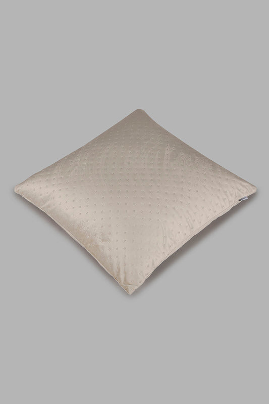 Redtag-Beige-Dotted-Plain-Velvet-Cushion-Category:Cushions,-Colour:Beige,-Deals:New-In,-Filter:Home-Bedroom,-HMW-BED-Cushions,-New-In-HMW-BED,-Non-Sale,-Section:Homewares,-W22B-Home-Bedroom-