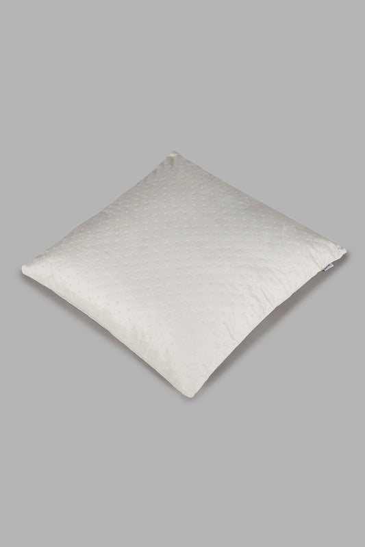 Redtag-Ivory-Dotted-Plain-Velvet-Cushion-Category:Cushions,-Colour:Ivory,-Deals:New-In,-Filter:Home-Bedroom,-HMW-BED-Cushions,-New-In-HMW-BED,-Non-Sale,-Section:Homewares,-W22B-Home-Bedroom-