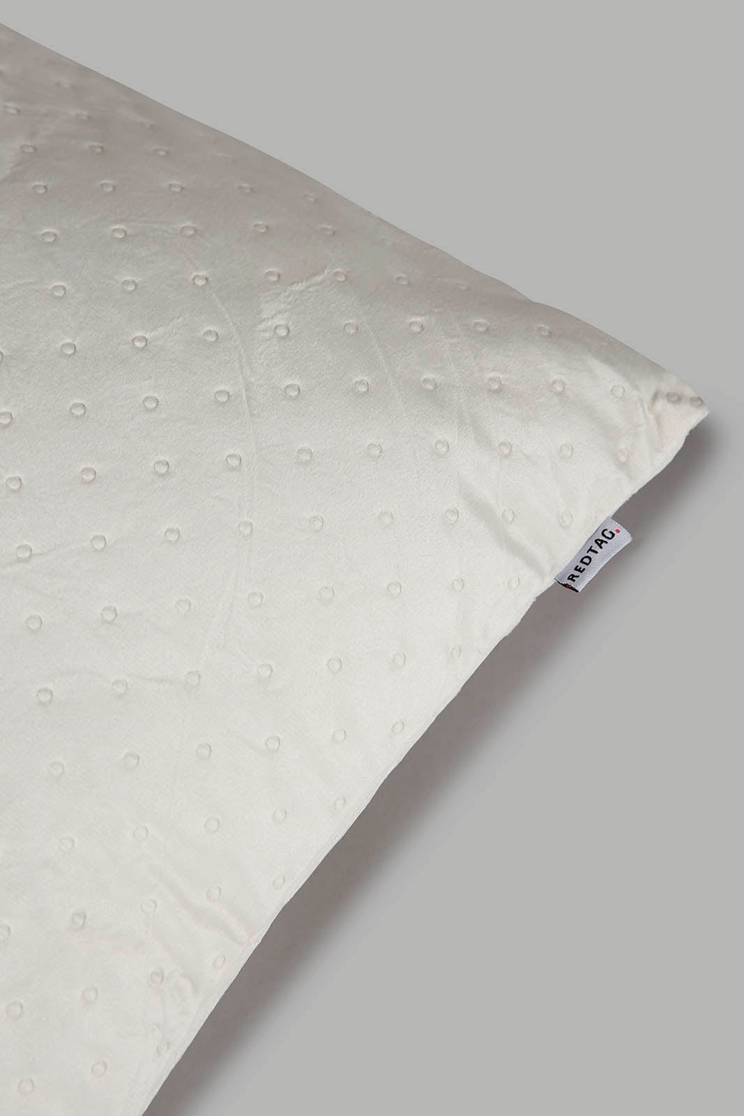 Redtag-Ivory-Dotted-Plain-Velvet-Cushion-Category:Cushions,-Colour:Ivory,-Deals:New-In,-Filter:Home-Bedroom,-HMW-BED-Cushions,-New-In-HMW-BED,-Non-Sale,-Section:Homewares,-W22B-Home-Bedroom-