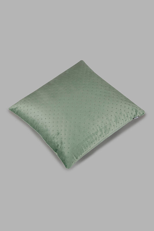 Redtag-Green-Dotted-Plain-Velvet-Cushion-Category:Cushions,-Colour:Green,-Deals:New-In,-Filter:Home-Bedroom,-HMW-BED-Cushions,-New-In-HMW-BED,-Non-Sale,-Section:Homewares,-W22B-Home-Bedroom-
