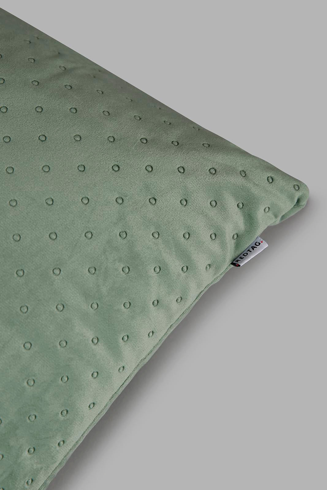 Redtag-Green-Dotted-Plain-Velvet-Cushion-Category:Cushions,-Colour:Green,-Deals:New-In,-Filter:Home-Bedroom,-HMW-BED-Cushions,-New-In-HMW-BED,-Non-Sale,-Section:Homewares,-W22B-Home-Bedroom-