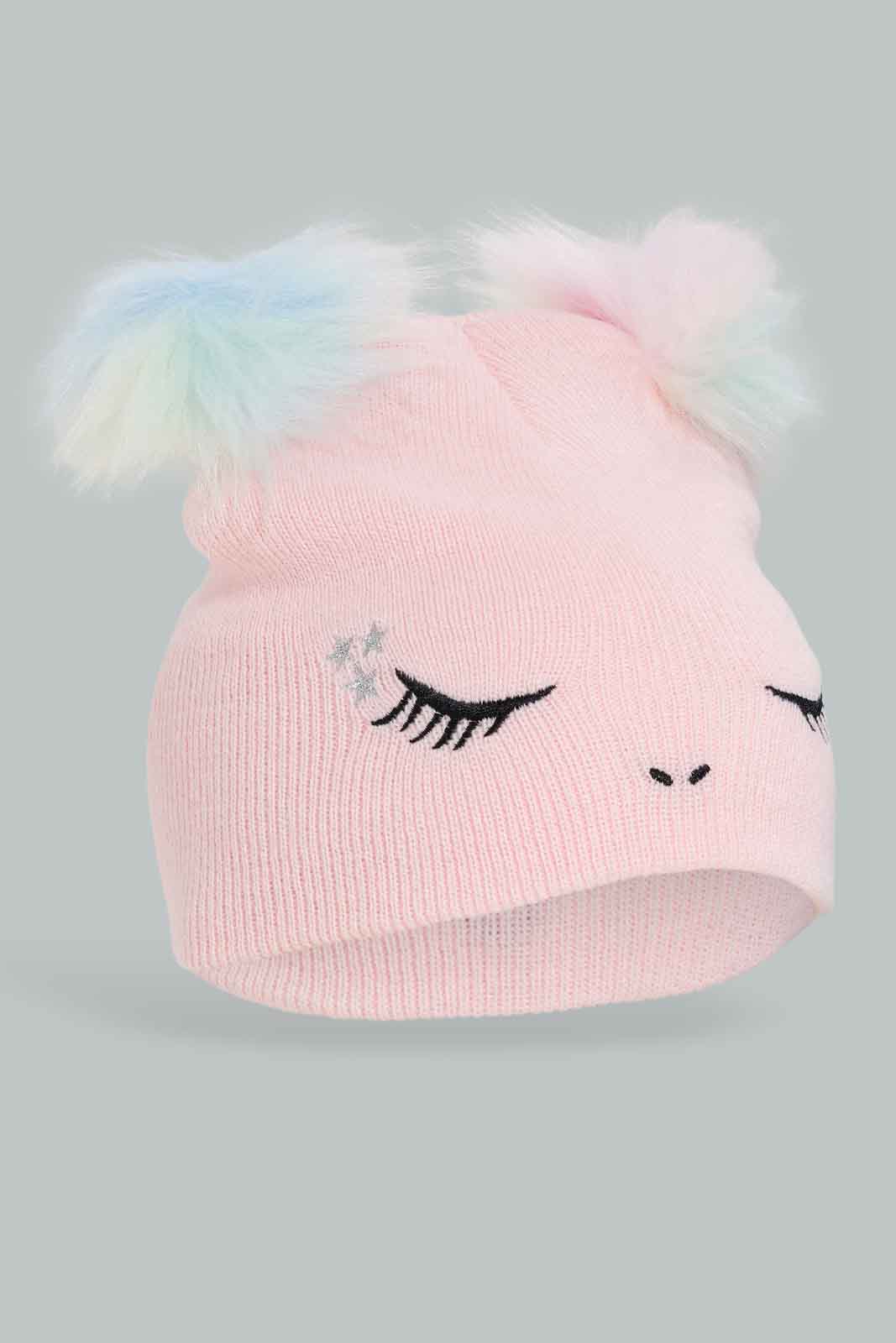 Redtag-Multi-Colour-Charcater-Embellished-Knitted-Cap-Set-Of-2-Category:Knitted-Accessories,-Colour:Assorted,-Dept:Girls,-Filter:Girls-Accessories,-GIR-Knitted-Accessories,-New-In,-New-In-GIR-ACC,-Non-Sale,-Section:Girls-(0-to-14Yrs),-W22B-Girls-
