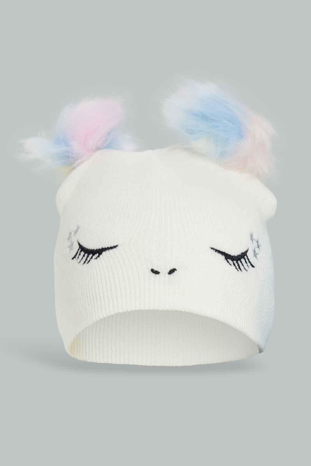 Redtag-Multi-Colour-Charcater-Embellished-Knitted-Cap-Set-Of-2-Category:Knitted-Accessories,-Colour:Assorted,-Dept:Girls,-Filter:Girls-Accessories,-GIR-Knitted-Accessories,-New-In,-New-In-GIR-ACC,-Non-Sale,-Section:Girls-(0-to-14Yrs),-W22B-Girls-