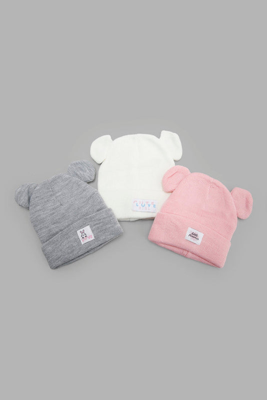 Redtag-Multi-Colour-Knitted-Cap-Set-Of-3-Category:Caps-&-Hats,-Colour:Assorted,-Filter:Girls-Accessories,-GIR-Caps-&-Hats,-New-In,-New-In-GIR-ACC,-Non-Sale,-Section:Girls-(0-to-14Yrs),-W22B-Girls-