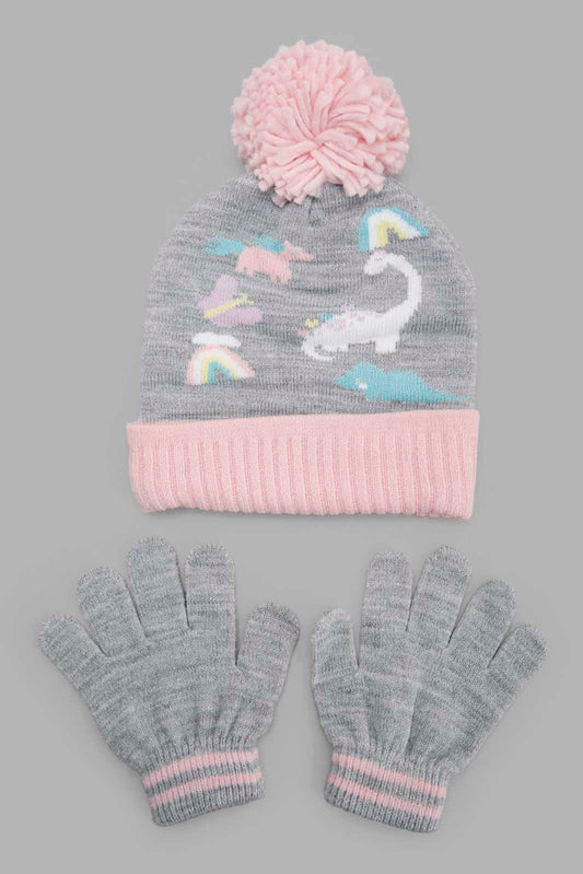 Redtag-Grey-Embellished-Set-Of-2-Knitted-Cap-&-Gloves-Category:Knitted-Accessories,-Colour:Grey,-Filter:Girls-Accessories,-GIR-Knitted-Accessories,-New-In,-New-In-GIR-ACC,-Non-Sale,-Section:Girls-(0-to-14Yrs),-W22B-Girls-