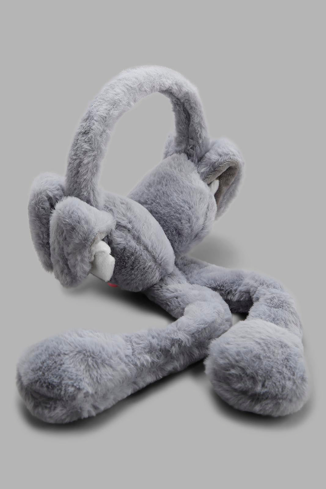 Redtag-Grey-Charcater-Embellished-Earmuff-Category:Knitted-Accessories,-Colour:Grey,-Filter:Girls-Accessories,-GIR-Knitted-Accessories,-New-In,-New-In-GIR-ACC,-Non-Sale,-Section:Girls-(0-to-14Yrs),-W22B-Girls-