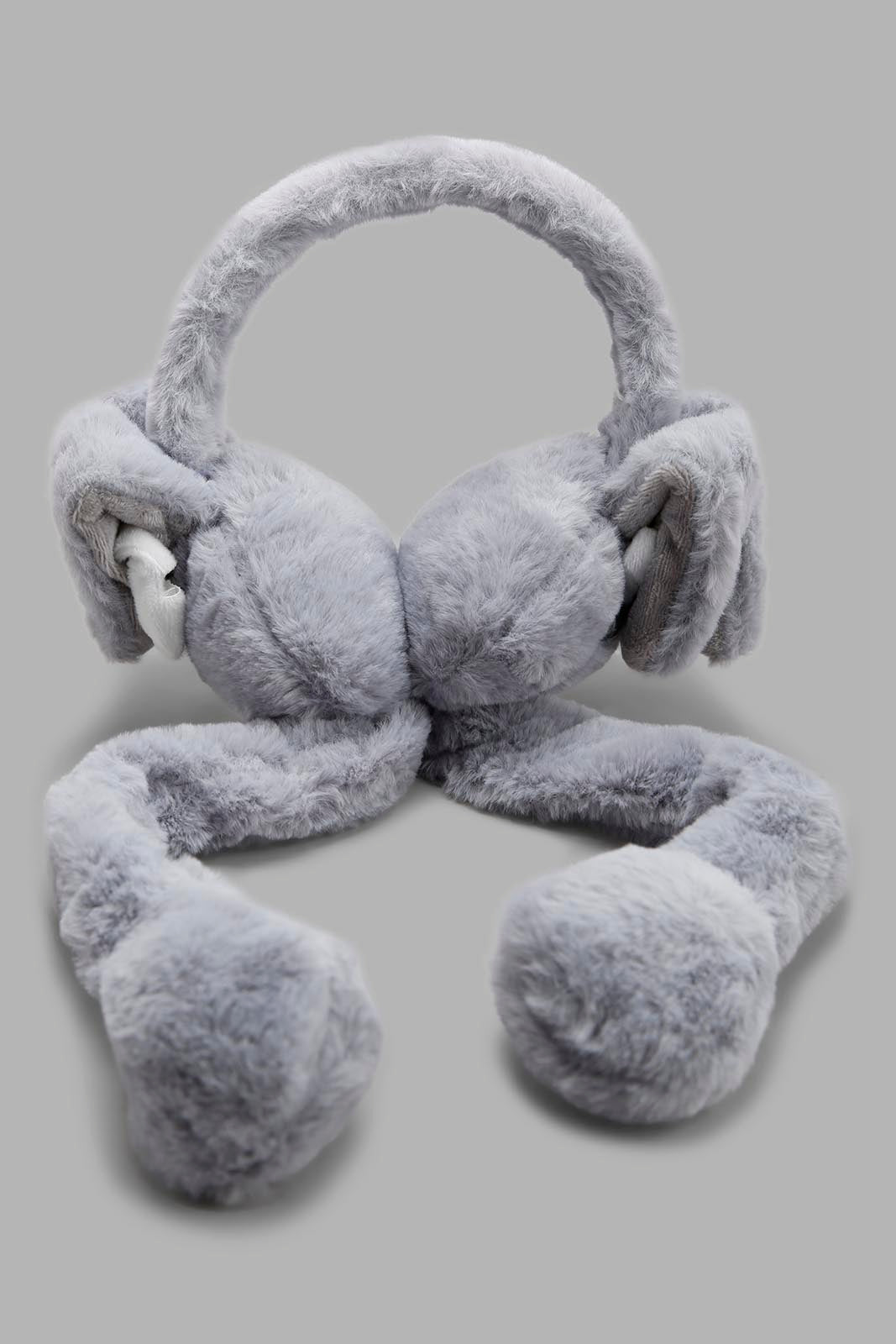 Redtag-Grey-Charcater-Embellished-Earmuff-Category:Knitted-Accessories,-Colour:Grey,-Filter:Girls-Accessories,-GIR-Knitted-Accessories,-New-In,-New-In-GIR-ACC,-Non-Sale,-Section:Girls-(0-to-14Yrs),-W22B-Girls-