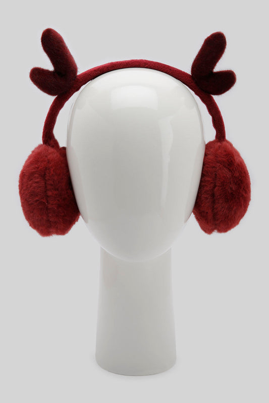Redtag-Maroon-Embelished-Earmuff-Category:Knitted-Accessories,-Colour:Maroon,-Filter:Girls-Accessories,-GIR-Knitted-Accessories,-New-In,-New-In-GIR-ACC,-Non-Sale,-Section:Girls-(0-to-14Yrs),-W22B-Girls-